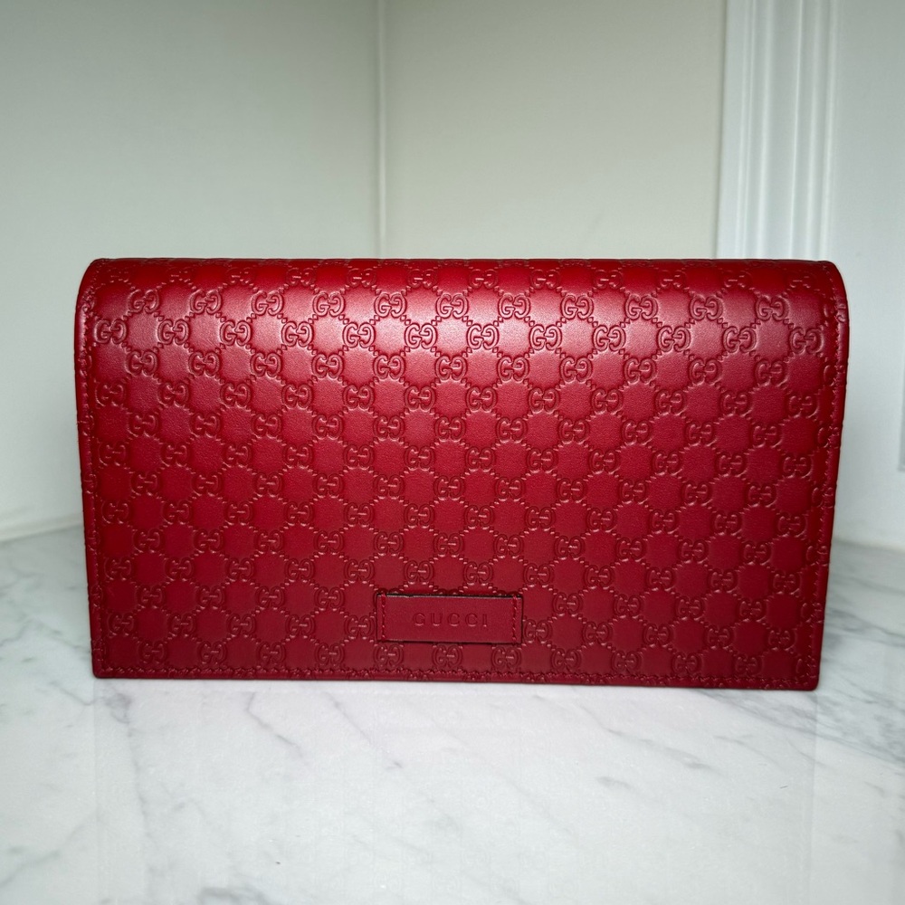 Gucci Microguccissma 'gg' Burgundy Red Womens Wallet Crossbody Handbag
